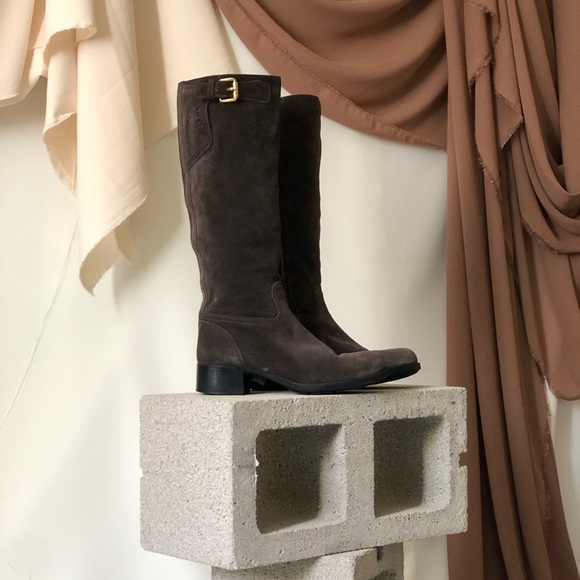 Prada - Brown Suede Riding Boot - Picture 5 of 8